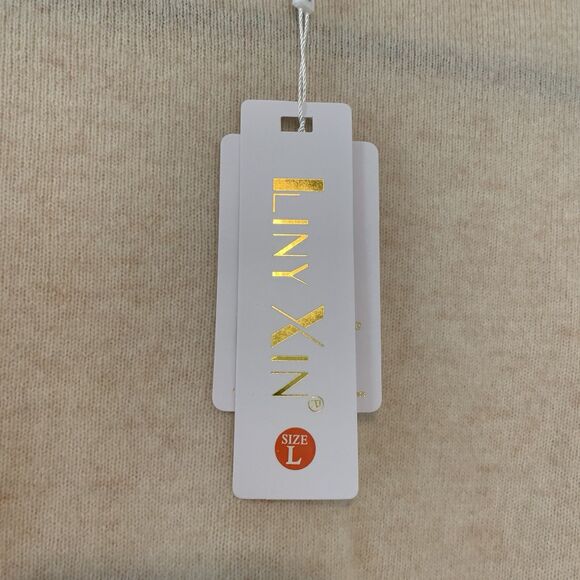 Liny Xin Womens Large Superfine Merino Wool 3/4 Sleeve Sweater Ivory Gold Lot 2 - Picture 14 of 14